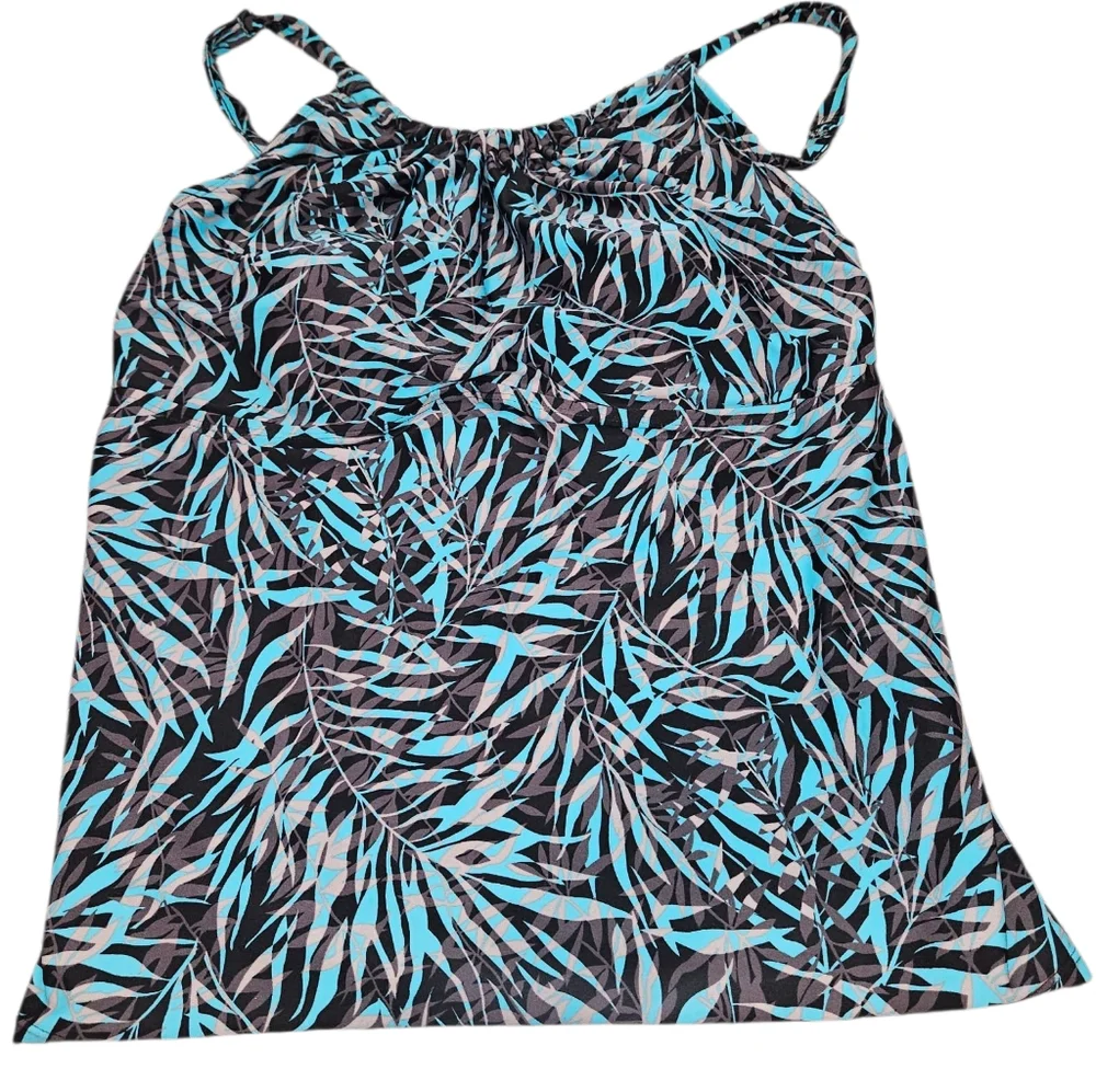 St. John's Bay Swimsuit Top Size 16 Black Teal Grey Good Condition - Picture 1 of 7